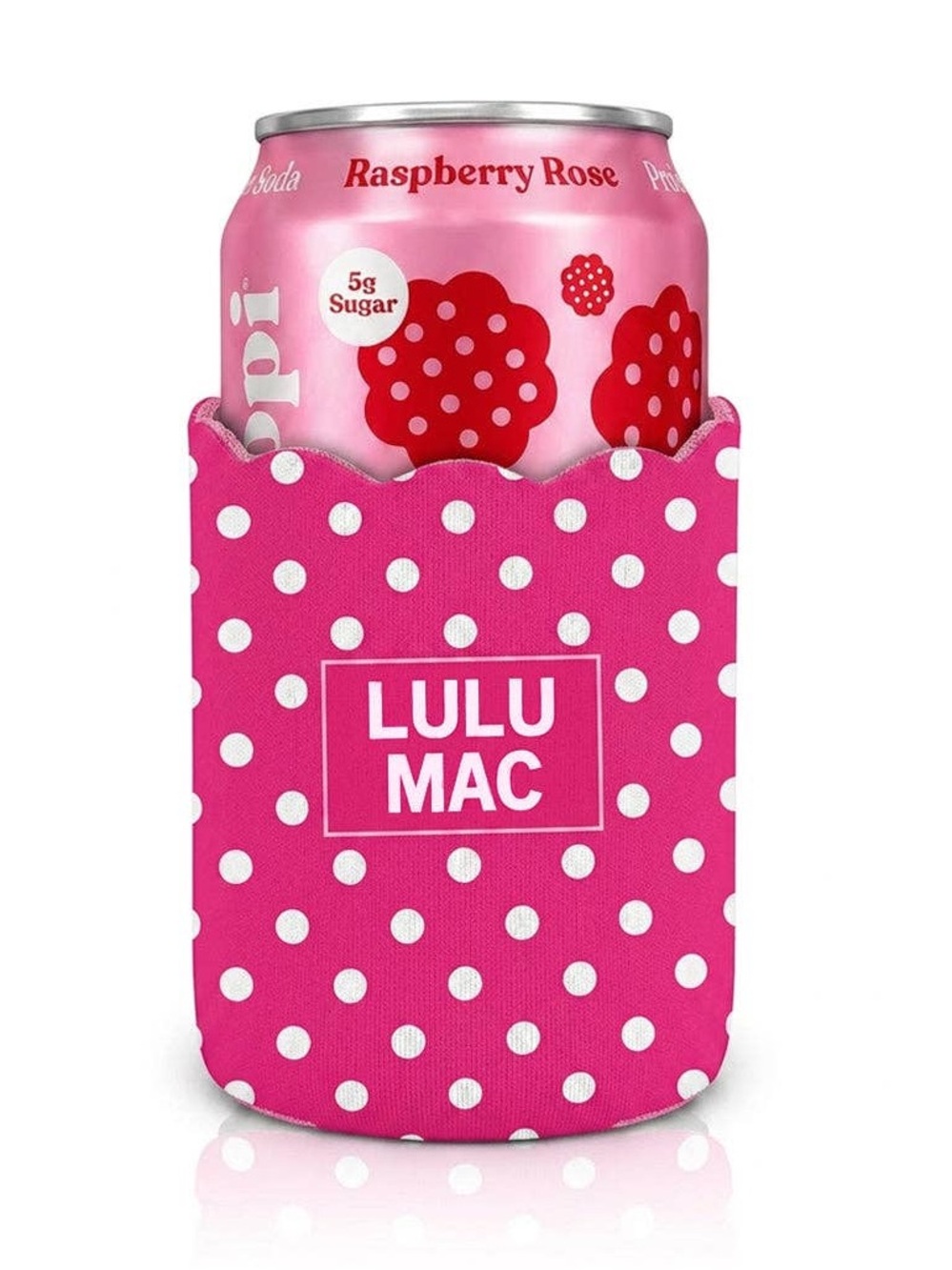 Lulu Mac Hot Pink And White Polka Dot Koozie